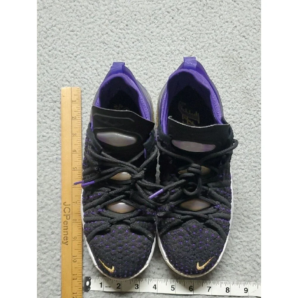 Nike Lebron James Black and Purple Athletic Shoes with Gold Accent Size 6Y